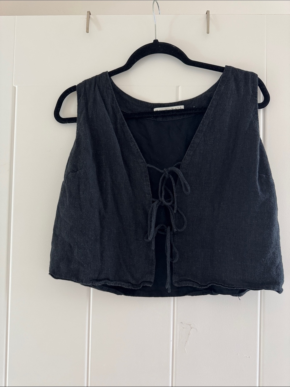 Abercrombie & Fitch Black Lace-Up Cropped Camisole